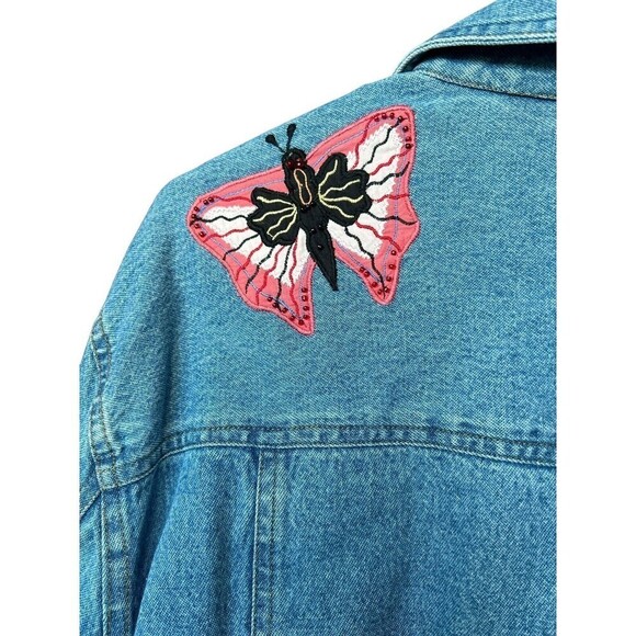 White Stag Women's Embroidered Denim Jacket Size Med. Measurements below #G1255 - Picture 4 of 8